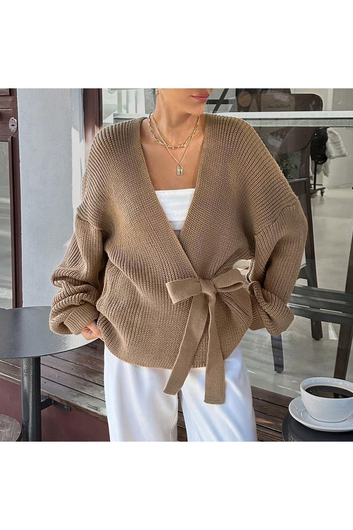 tofan-Knitted Cardigan with Binding Detail 6