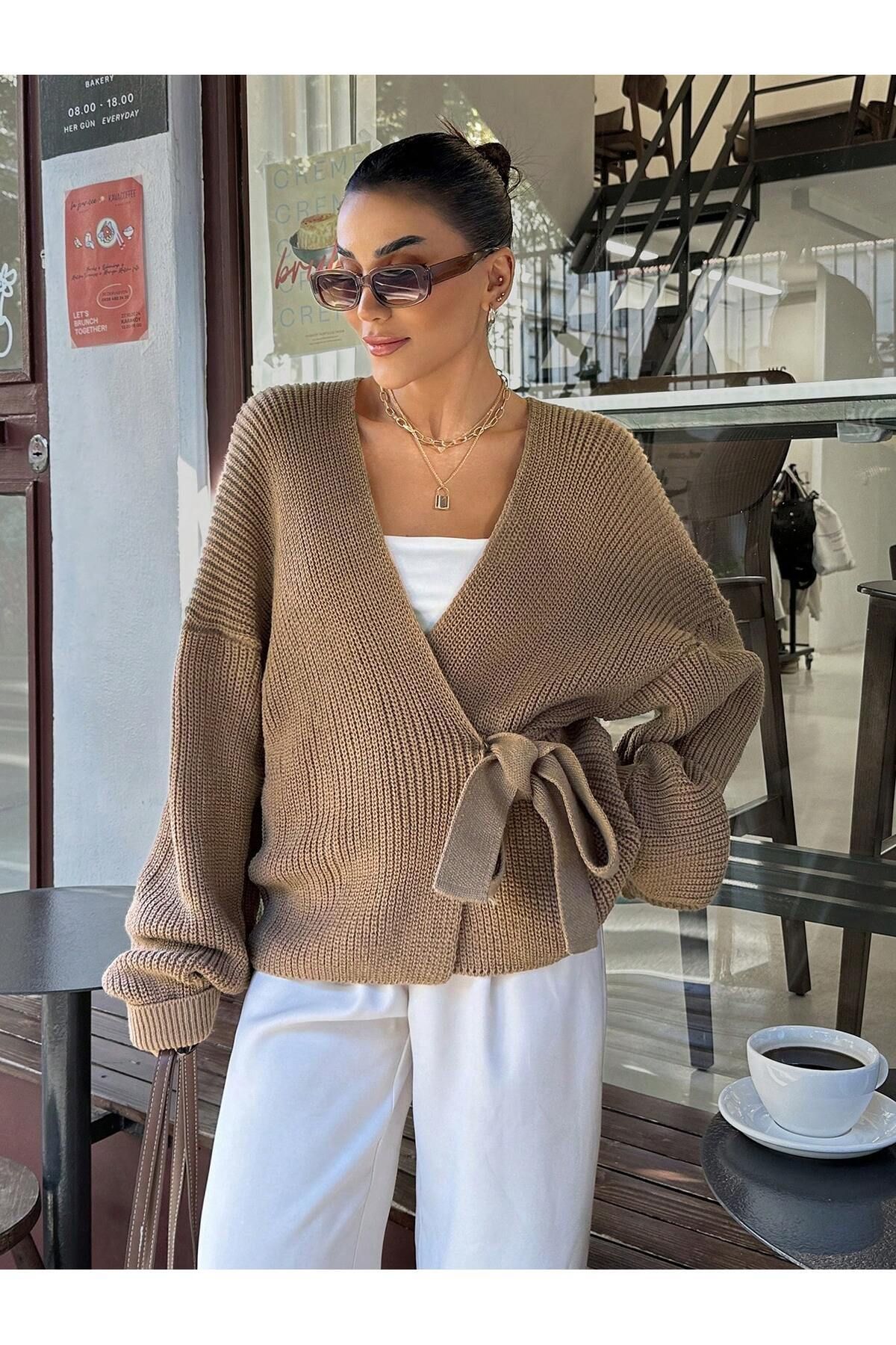 tofan-Knitted Cardigan with Binding Detail 5