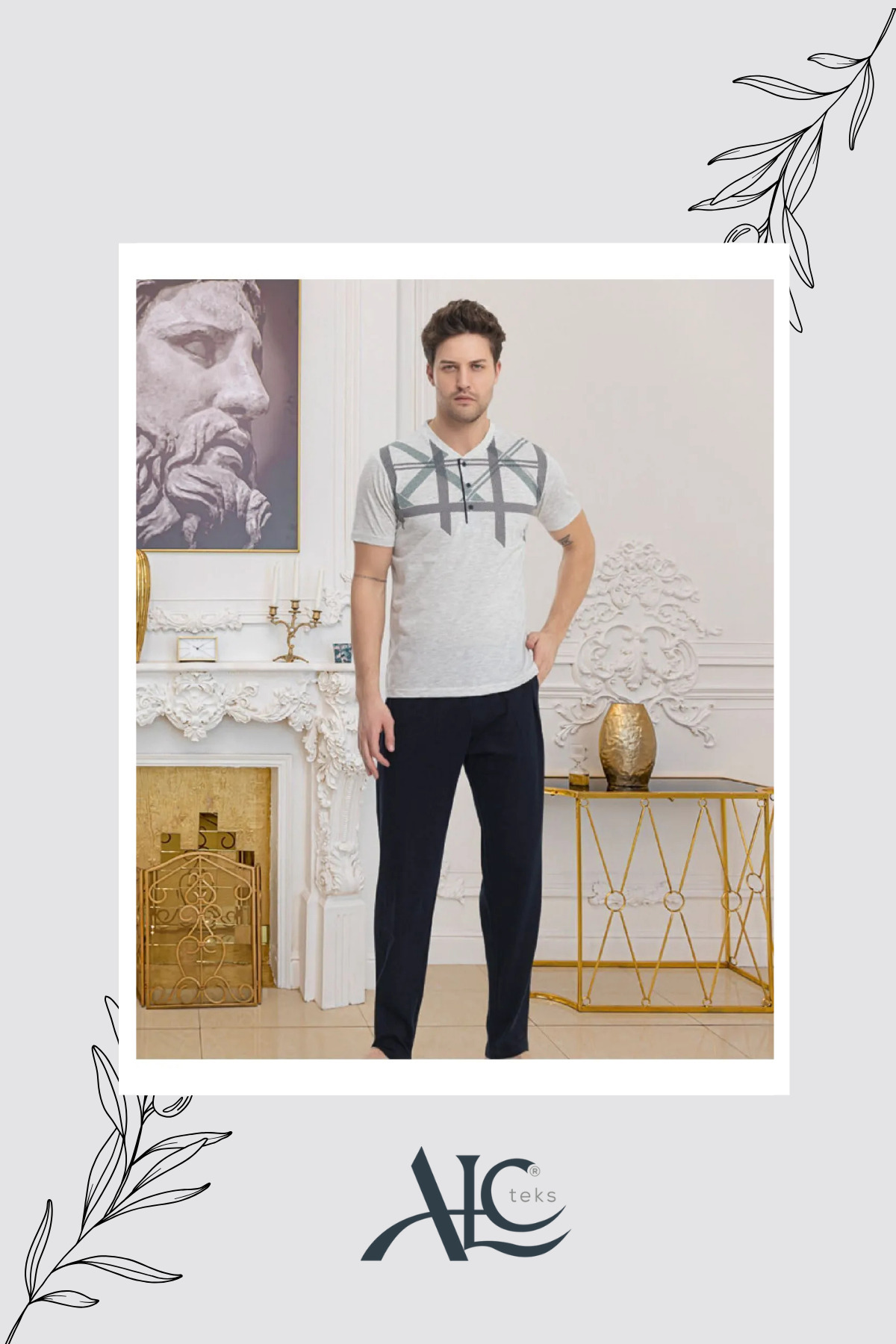 Alcteks-Simple and Stylish: Summer 100% Cotton Two Thread Men's Pajamas – Stripe Pattern, Set of 2 1