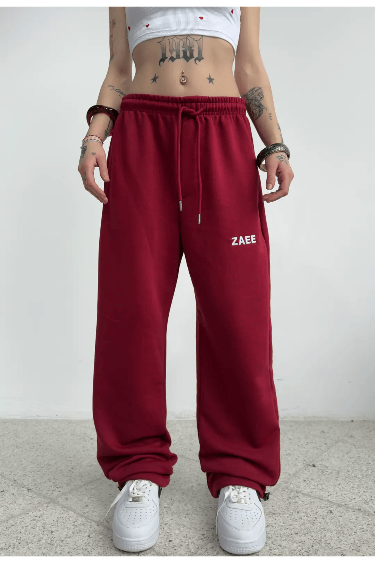 zaee  Nakışlı Yazlık Kumaş Ayarlanabilir Paça Baggy Premium Eşofman Altı - Görsel 4