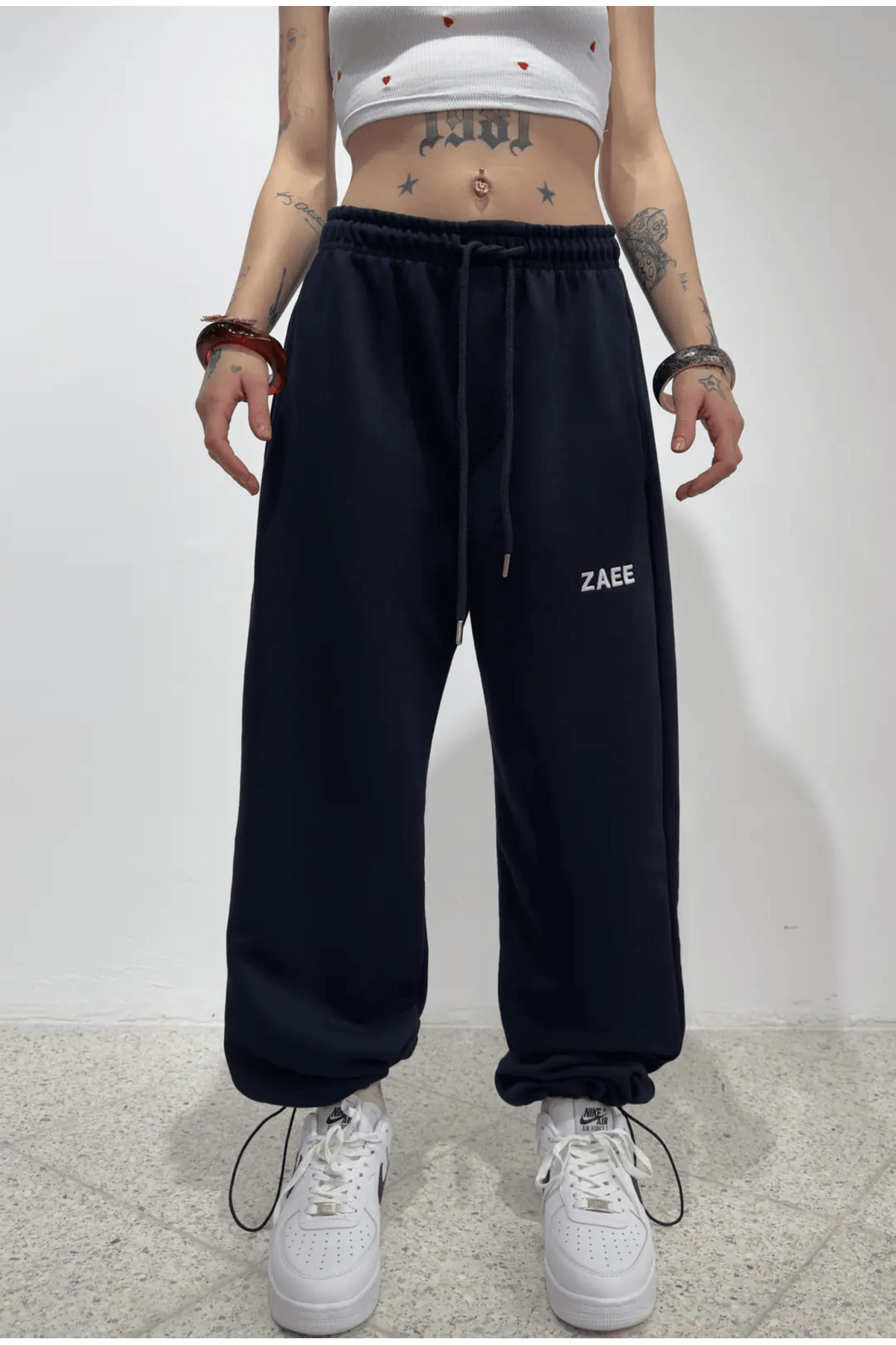 zaee  Nakışlı Yazlık Kumaş Ayarlanabilir Paça Baggy Premium Eşofman Altı - Görsel 6