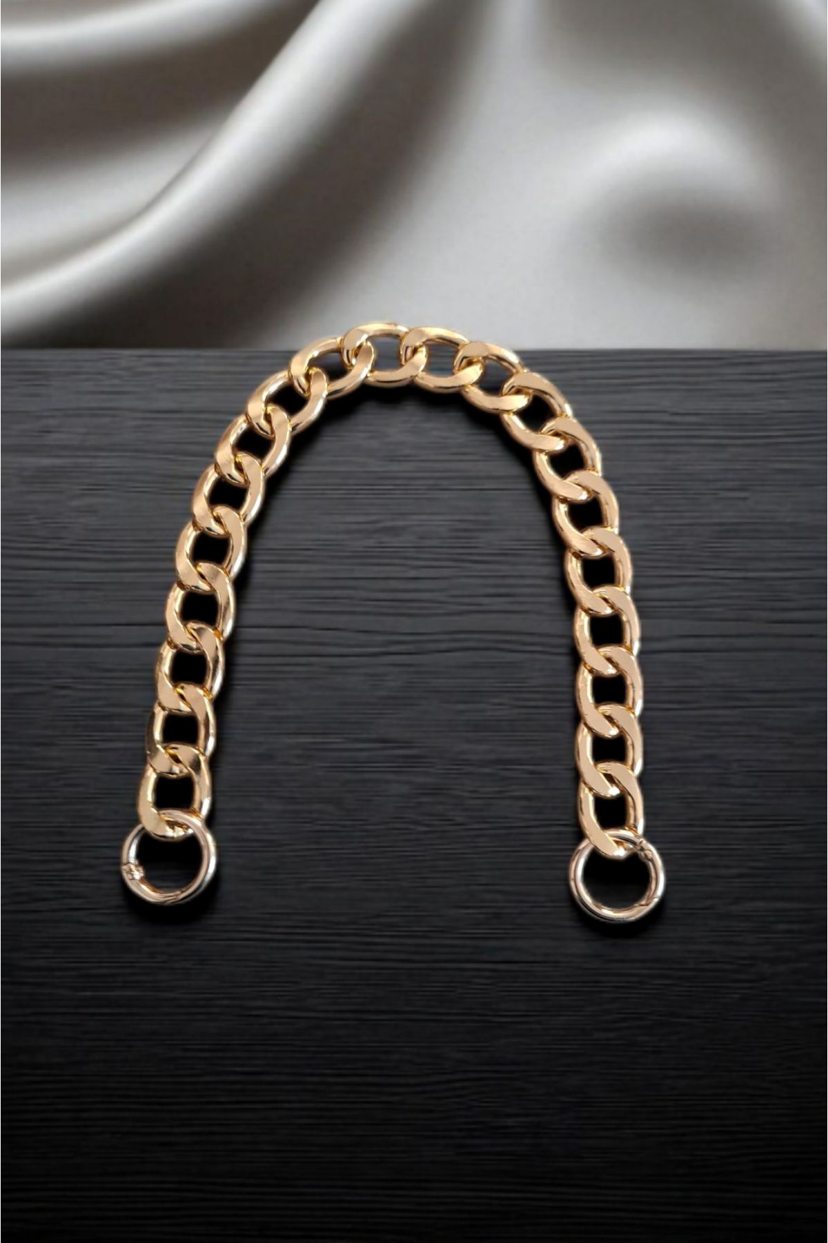 Nildenhobim Altın Renk Aksesuarlı Yaylı Halkalı Çanta Sap - Uzunluk : 40 Cm ( Altın Sarısı )