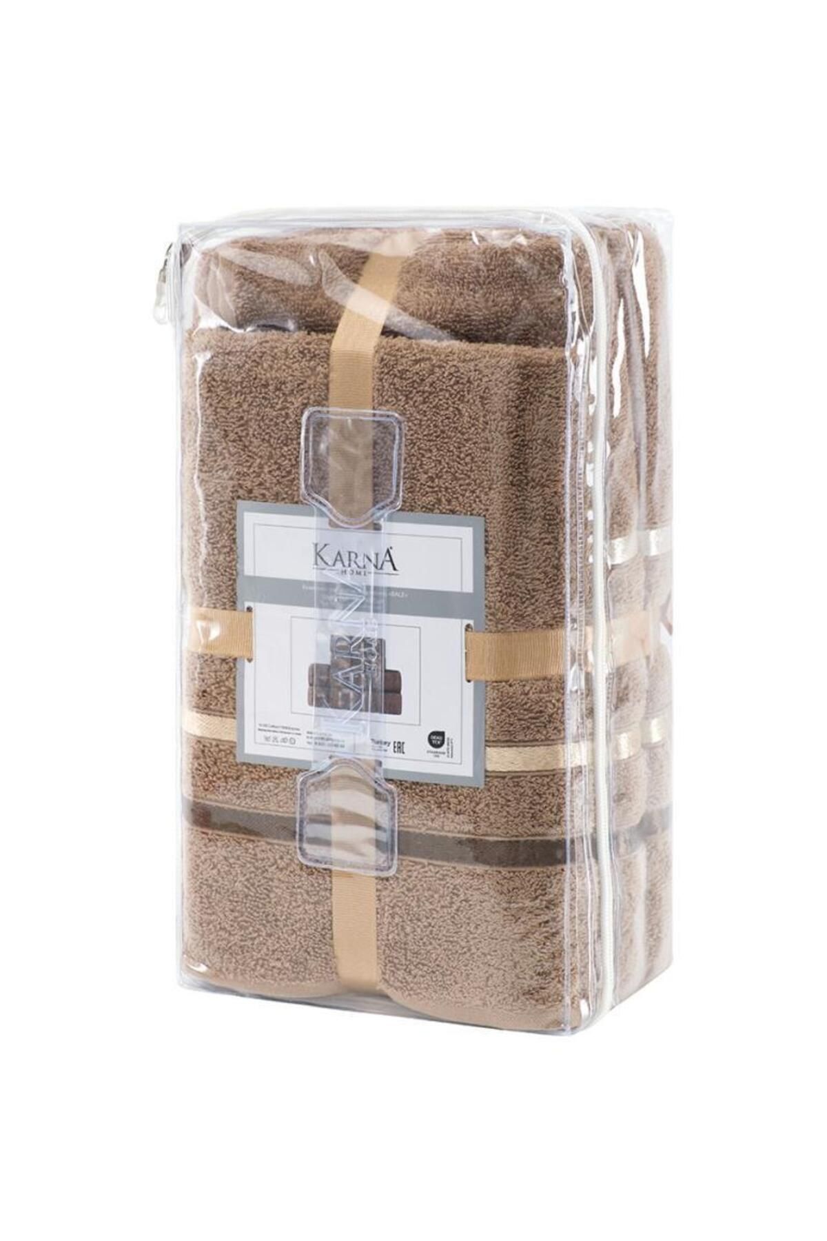 Karna Home-Σετ Πετσέτες Μπάνιου 4 τεμαχίων Ballet Milk Coffee 4
