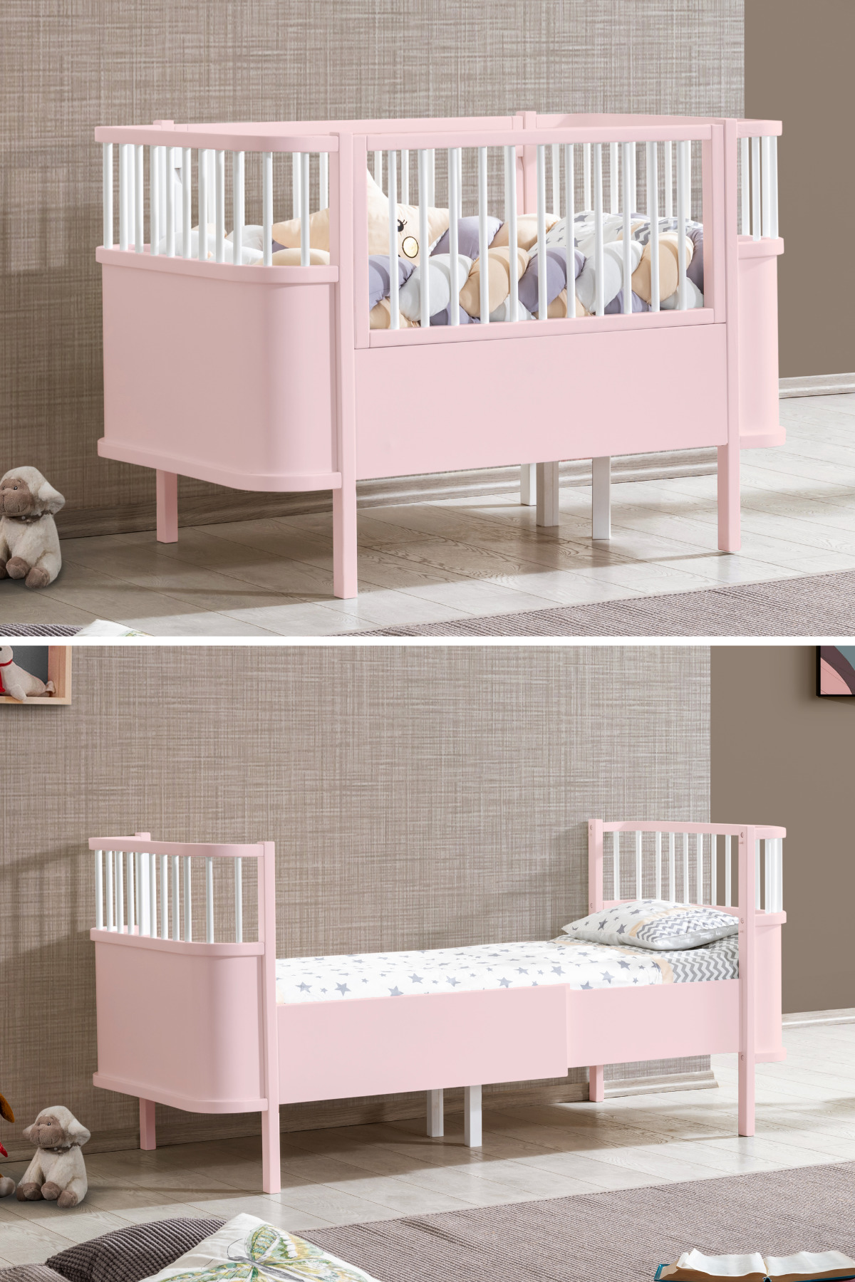 Mdf Crib, Trend Growing Crib - Pink 90x130