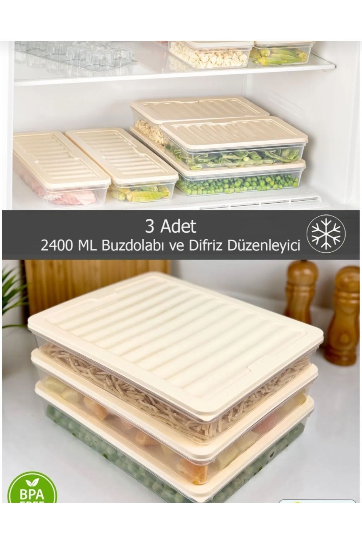 VZN-3 قطع 2400 مل حاوية تخزين منظم للثلاجة، حاوية ميكروويف 1
