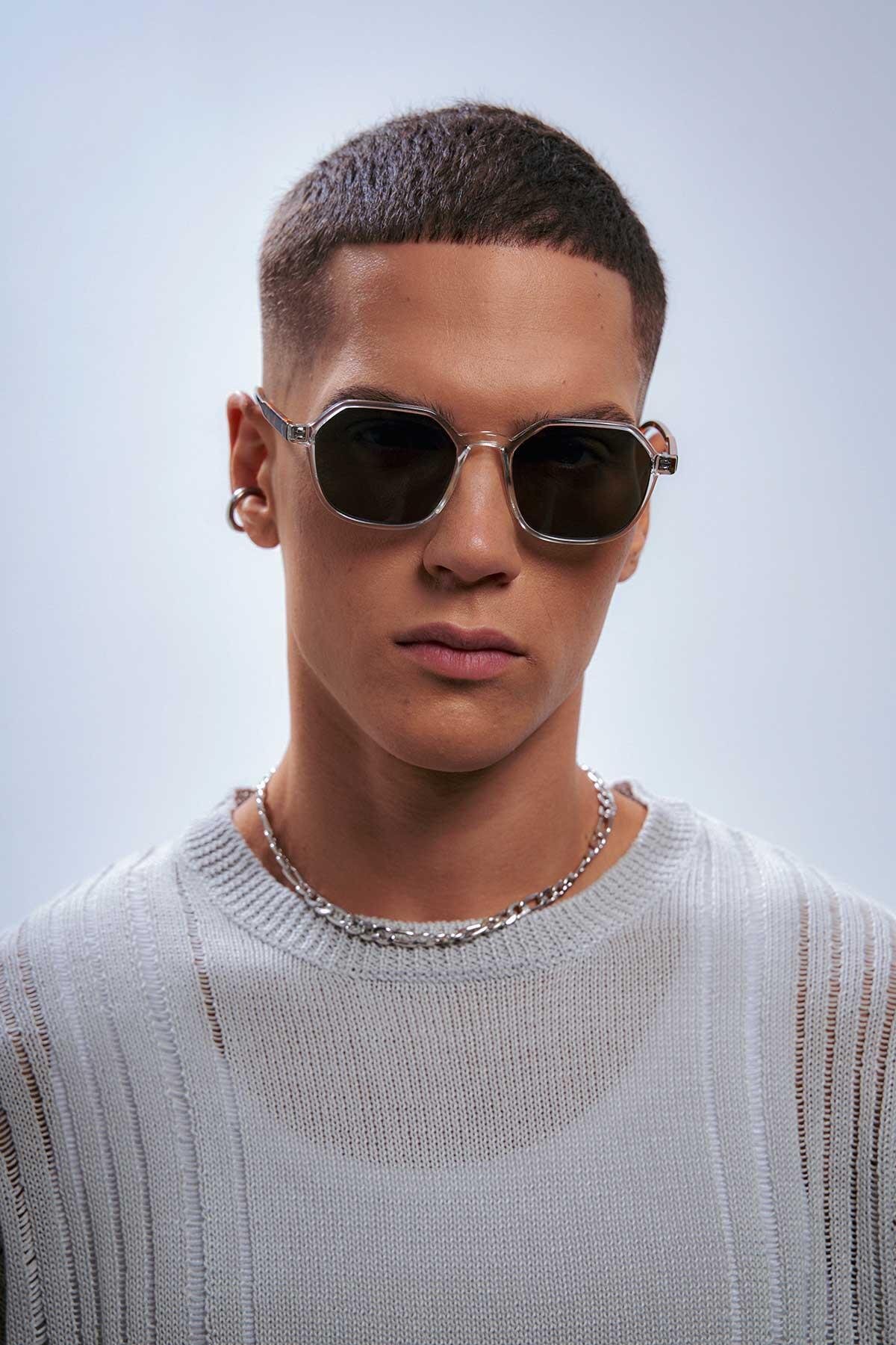 Bilge Karga  Sezar Clear Leopard Green Erkek Güneş Gözlüğü - Görsel 4