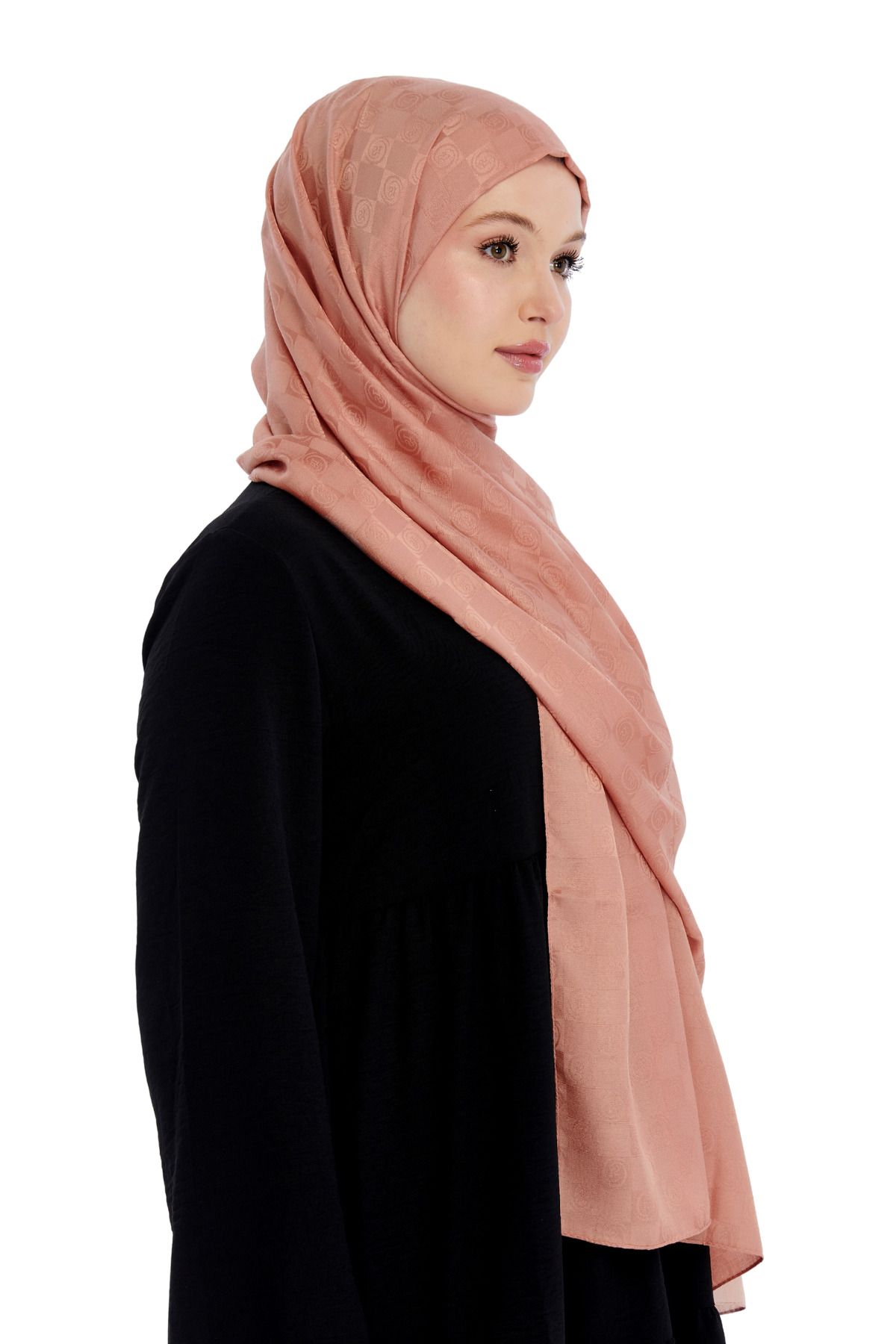 Altobeh-Monogram Checkerboard Pattern Shawl - Salmon 4