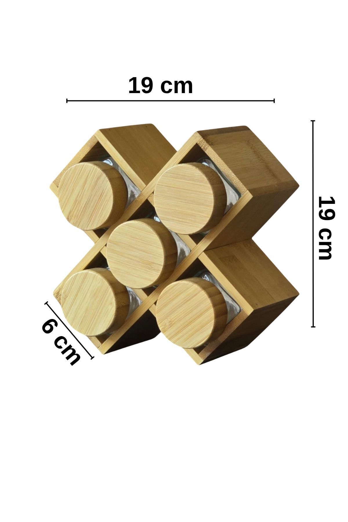 Piev-Set of 5 Jars with Bamboo Lid and Stand X Spice Rack 4