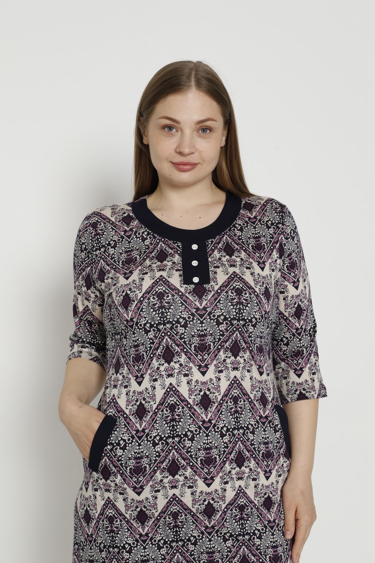 ROMEO LİFE-Women's Large Size Cotton Modal Fabric Dress 5929 6