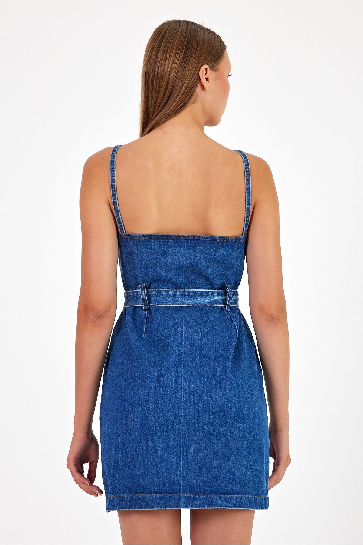 MADAME MELEK-Rochie de blugi din denim - cu bretele 4