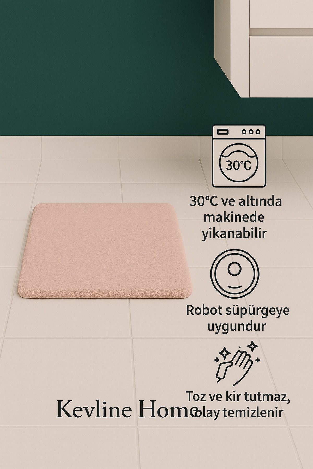 KEVLİNE-Bathroom Mat Flat Double Toilet Set 50X80 - 40X50, Soft Soft Key 4