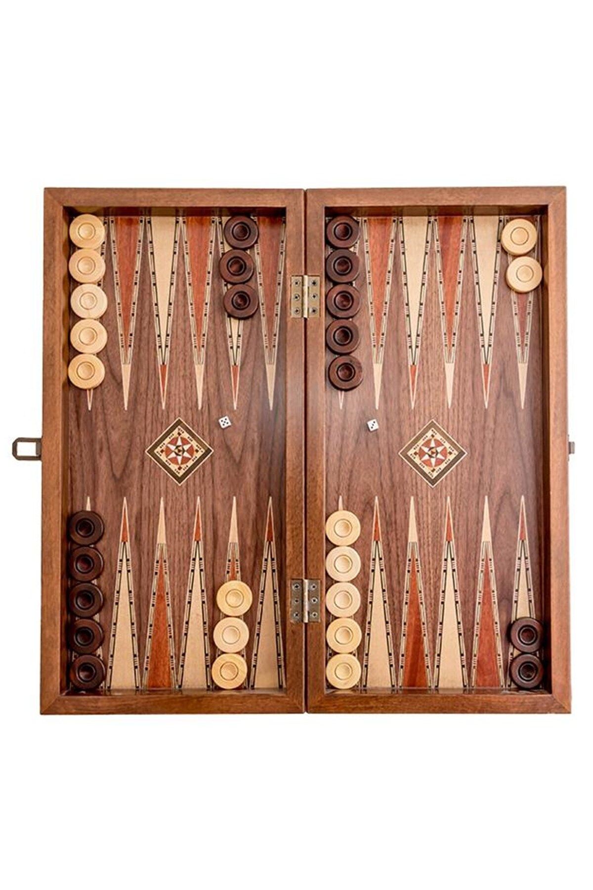 Helena-Joc de table si sah din lemn masiv si sidef lucrate manual 2236 Walnut 1