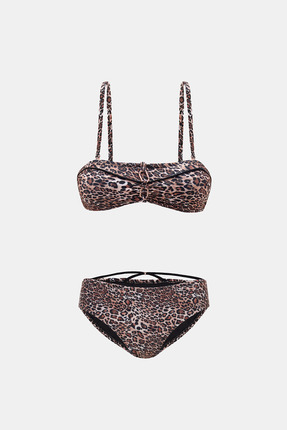 Amarelle Capetown Leopar Desenli Straplez Biyeli Bikini Takım