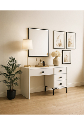 GeKa Mobilya Beyaz Modern Makyaj Masası – Çekmeceli ve Aynalı