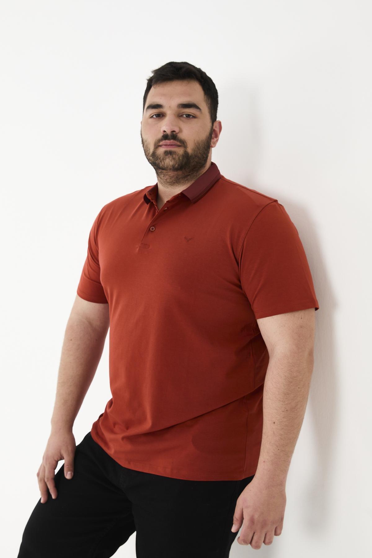 Maccali-Men's Elite Comfort Short Sleeve Basic Summer Polo Neck T-Shirt Red 5