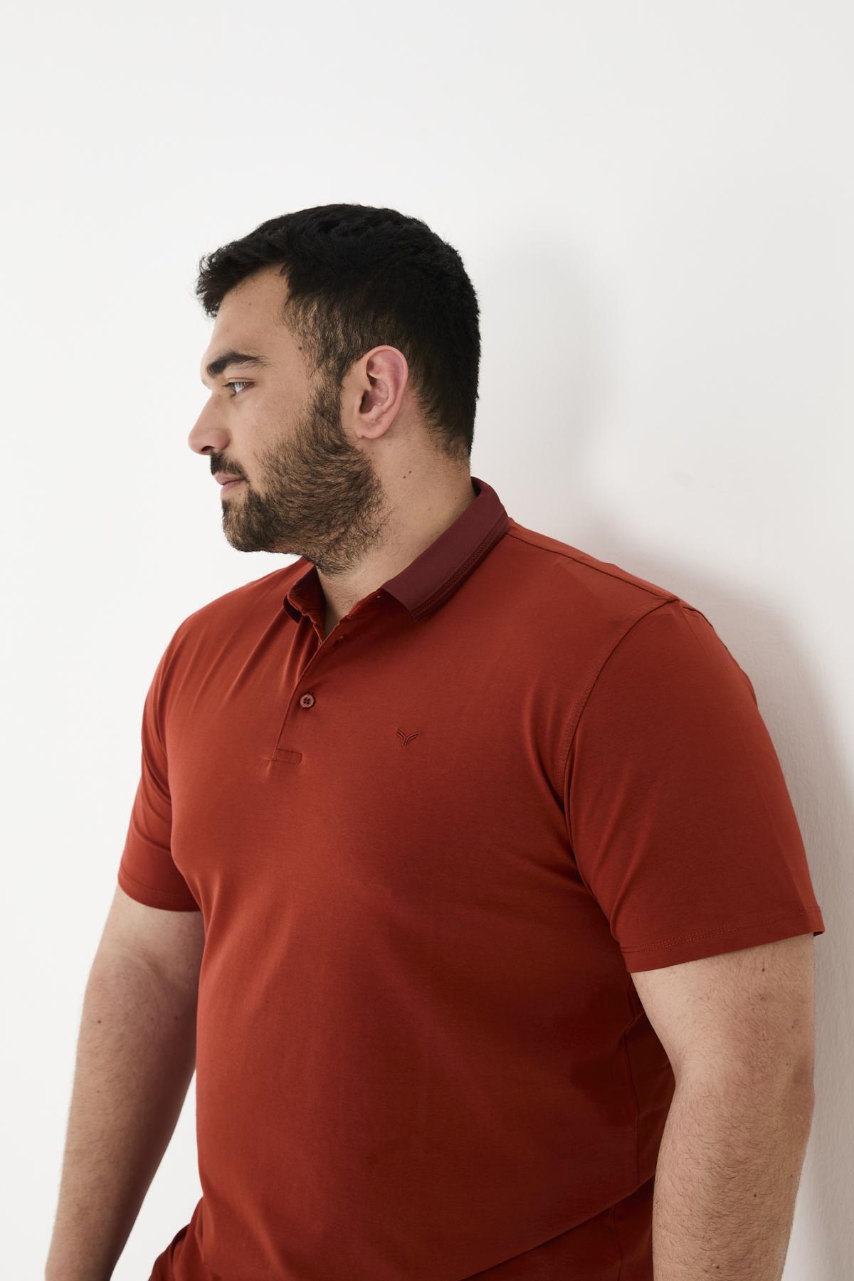 Maccali-Men's Elite Comfort Short Sleeve Basic Summer Polo Neck T-Shirt Red 6