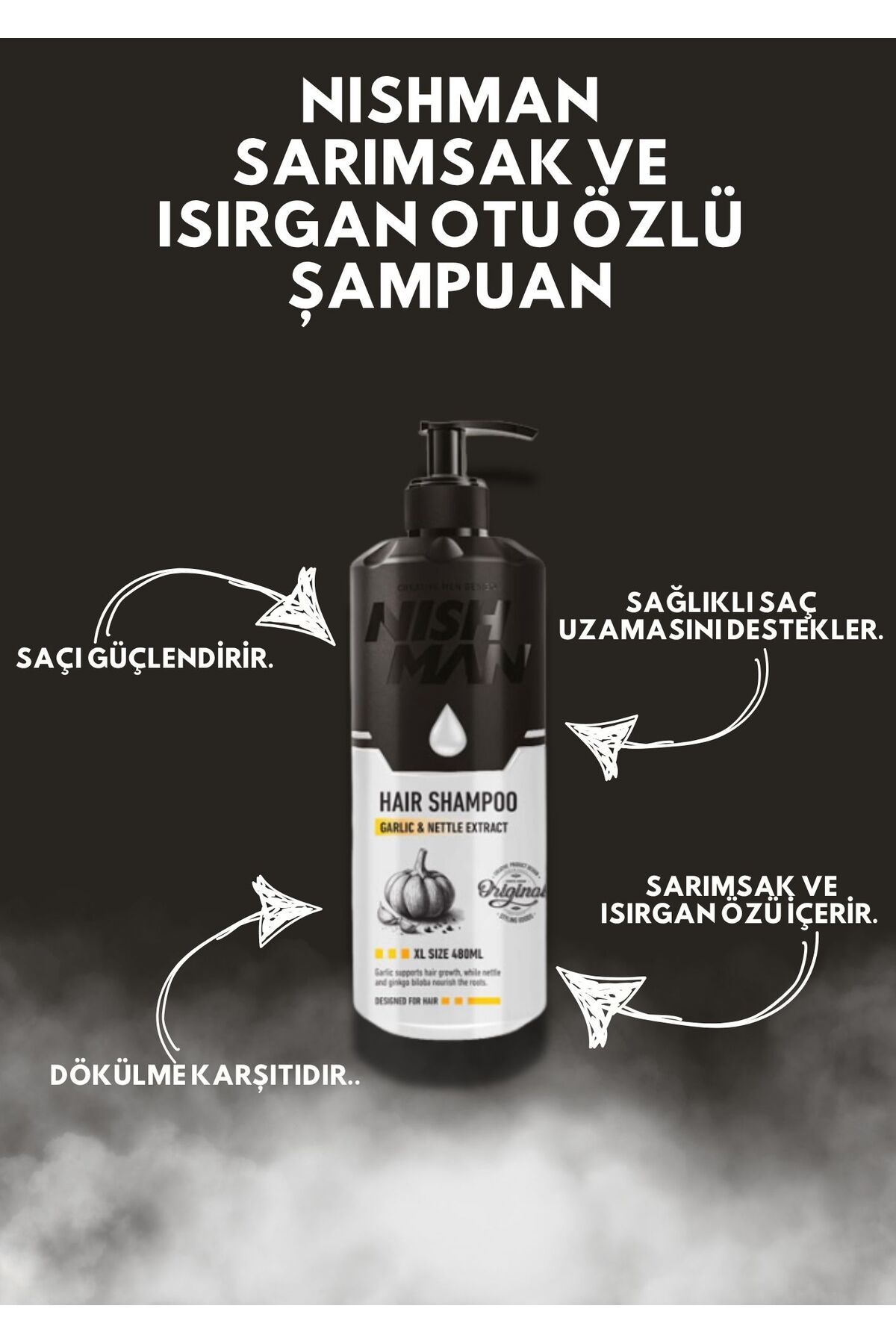 NISHMAN-Shampoo with Garlic and Isirgan Extract 480 ml 2
