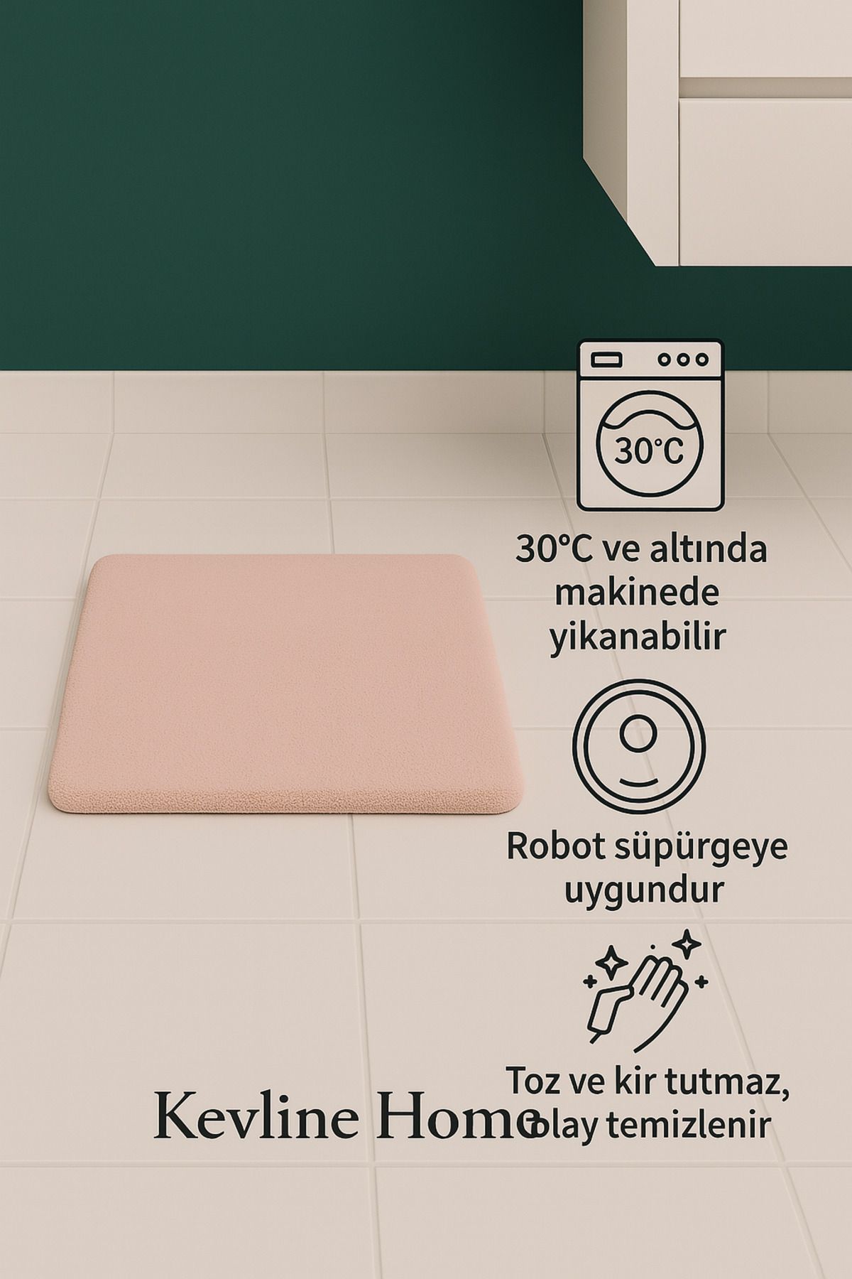 KEVLİNE-Bathroom Mat Round Daisy Shaped Double Toilet Set 80X80 - 60X60, Soft Soft Key 7
