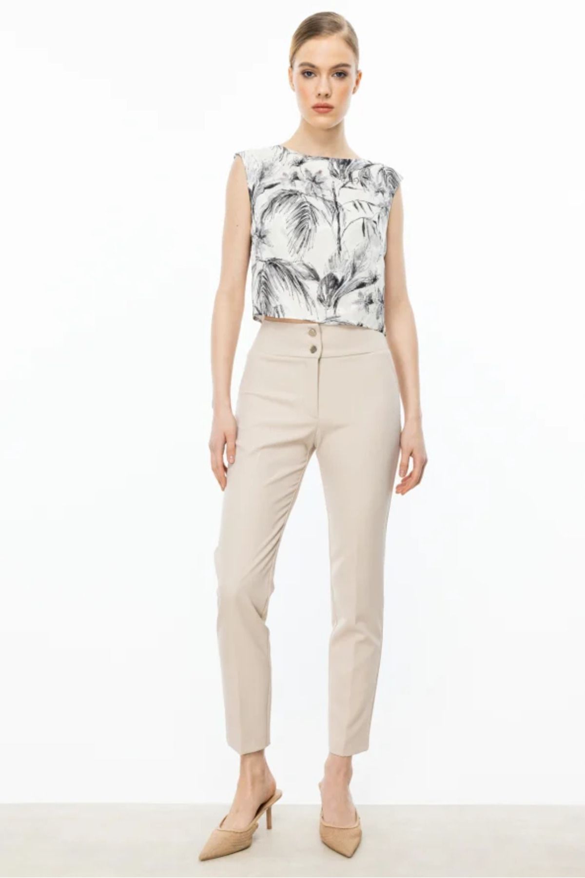 Ekol-Double Button Trousers with Elastic Waist 4