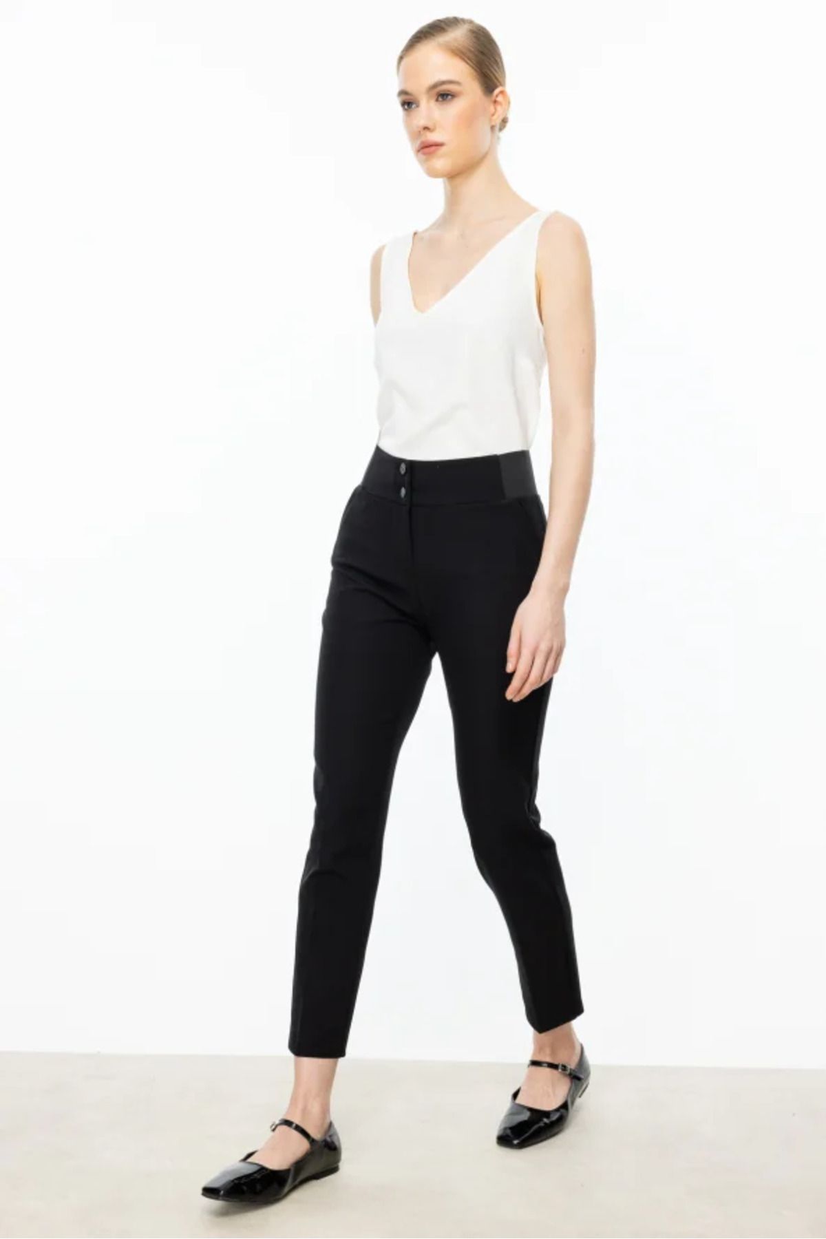 Ekol-Double Button Trousers with Elastic Waist 2