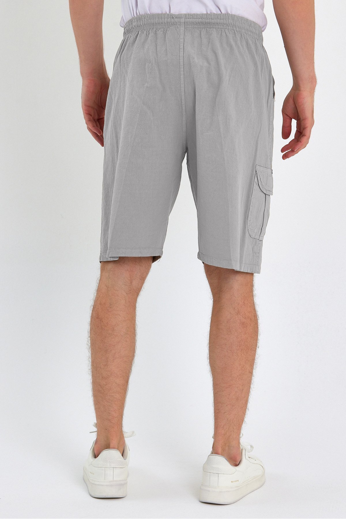 Dechers-Ανδρικό σορτς Cargo Pocket Plus Size 100% βαμβακερό λινό E202 4