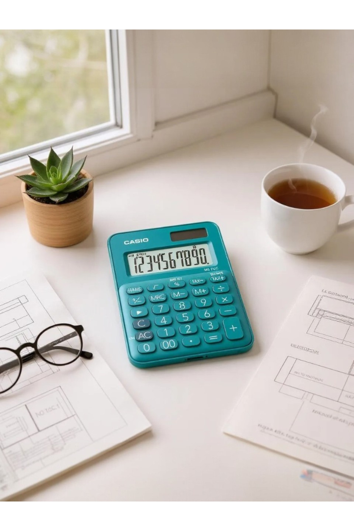 Casio Ms-7uc-bu 10 Hane Mavi Masa Üstü Hesap Makinesi