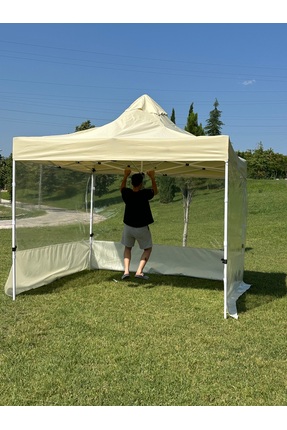 SEVİLBRANDA 3x3 GAZEBO TENTE ( 3 Kenar Şeffaf Perdeli )