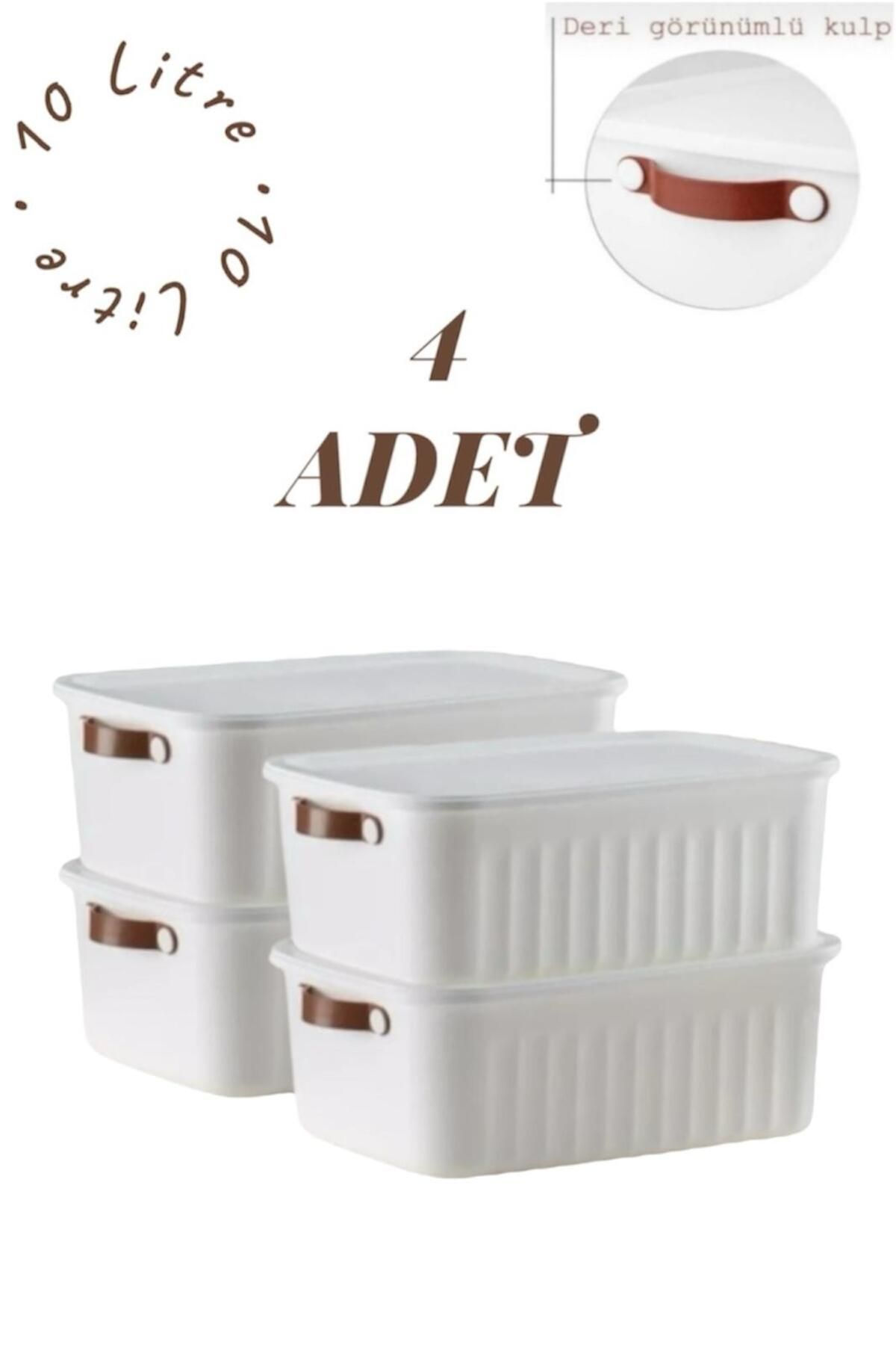 Bayev-Set of 4 White 10 Lt Boxsis Multi-Purpose Box with Lid Closet Organizer Organizer - Hobby Box 1
