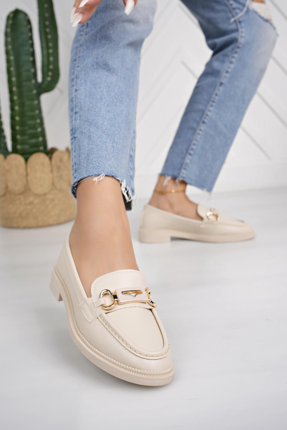 Nesil Shoes-Süha 251 Beige Anatomical Women's Lofer 4