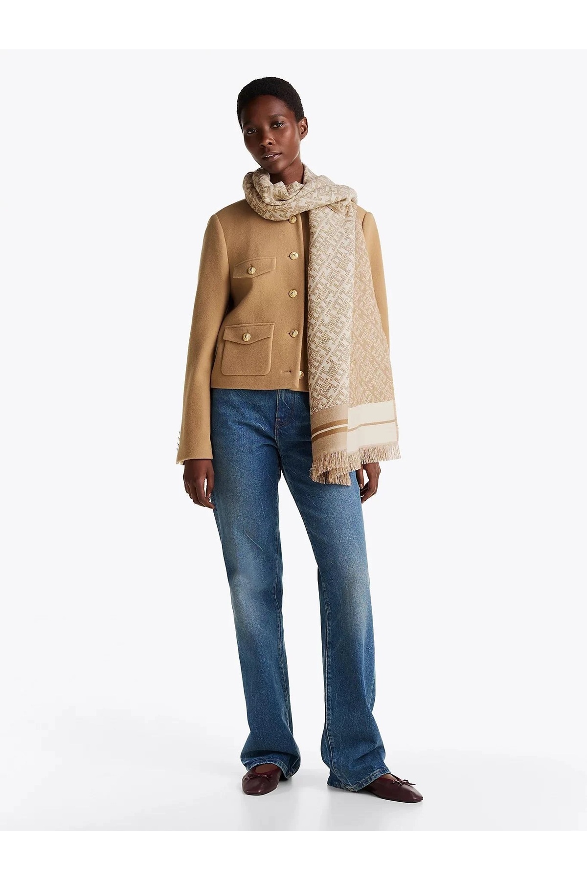 Tommy Hilfiger-Women's Monoplay Jacquard Scarf (Gelastopat) Cream 1