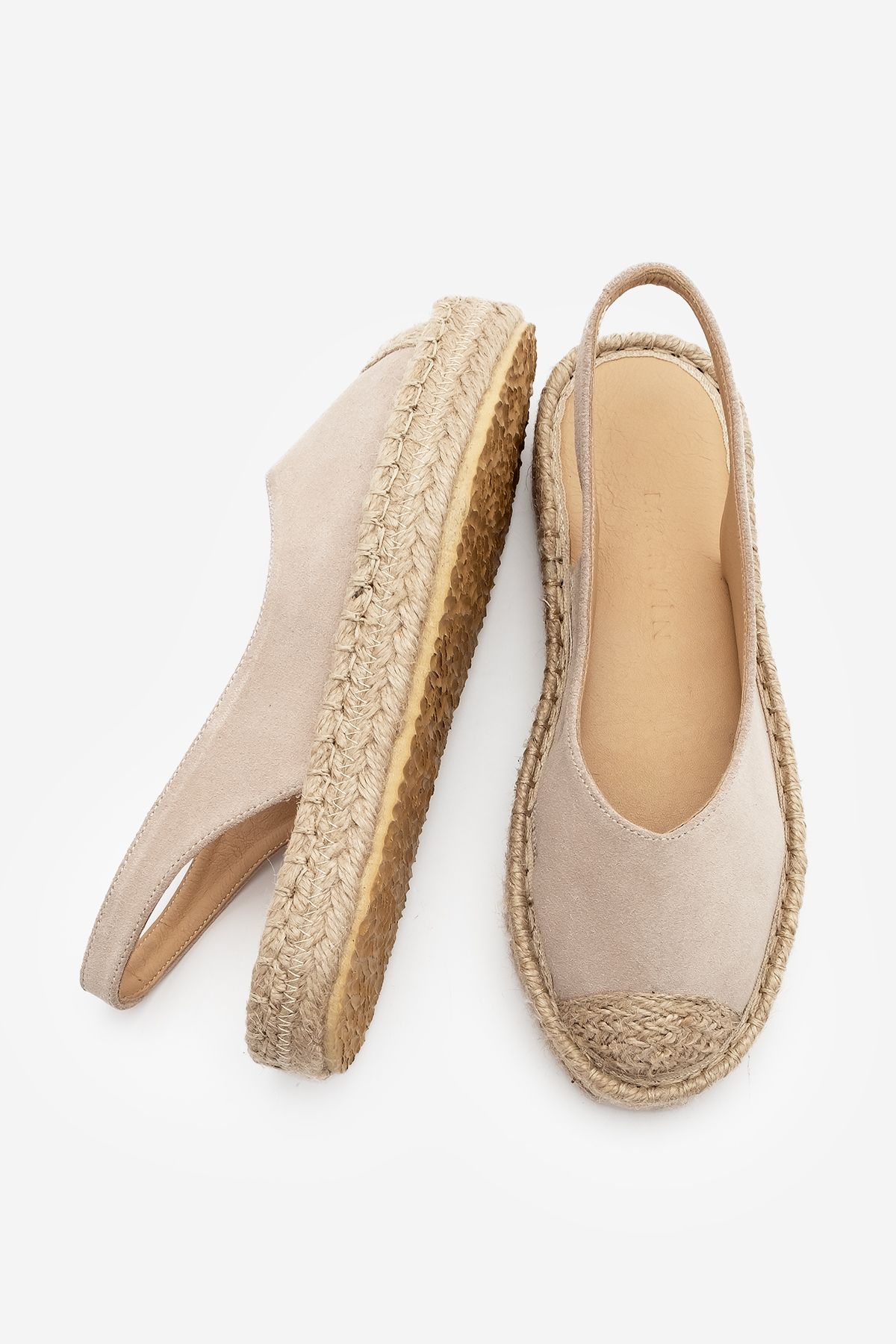 Marjin-Beige Wildleder-Sandalen für Damen – Espadrilles aus echtem Leder mit offenem Rücken 8