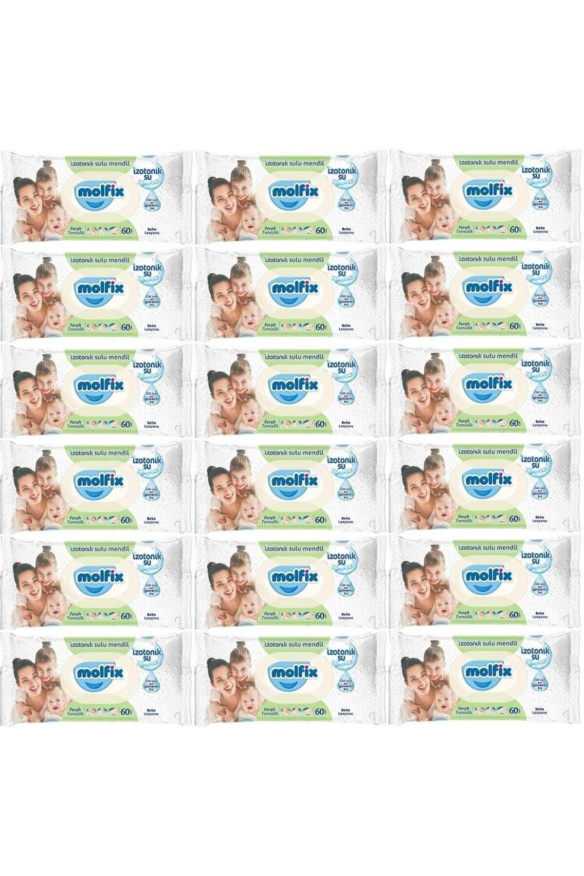 Molfix-Wet Towel Wipes Isotonic Fresh Cleaning Set of 18 60 Sheets with Plastic Cover 1
