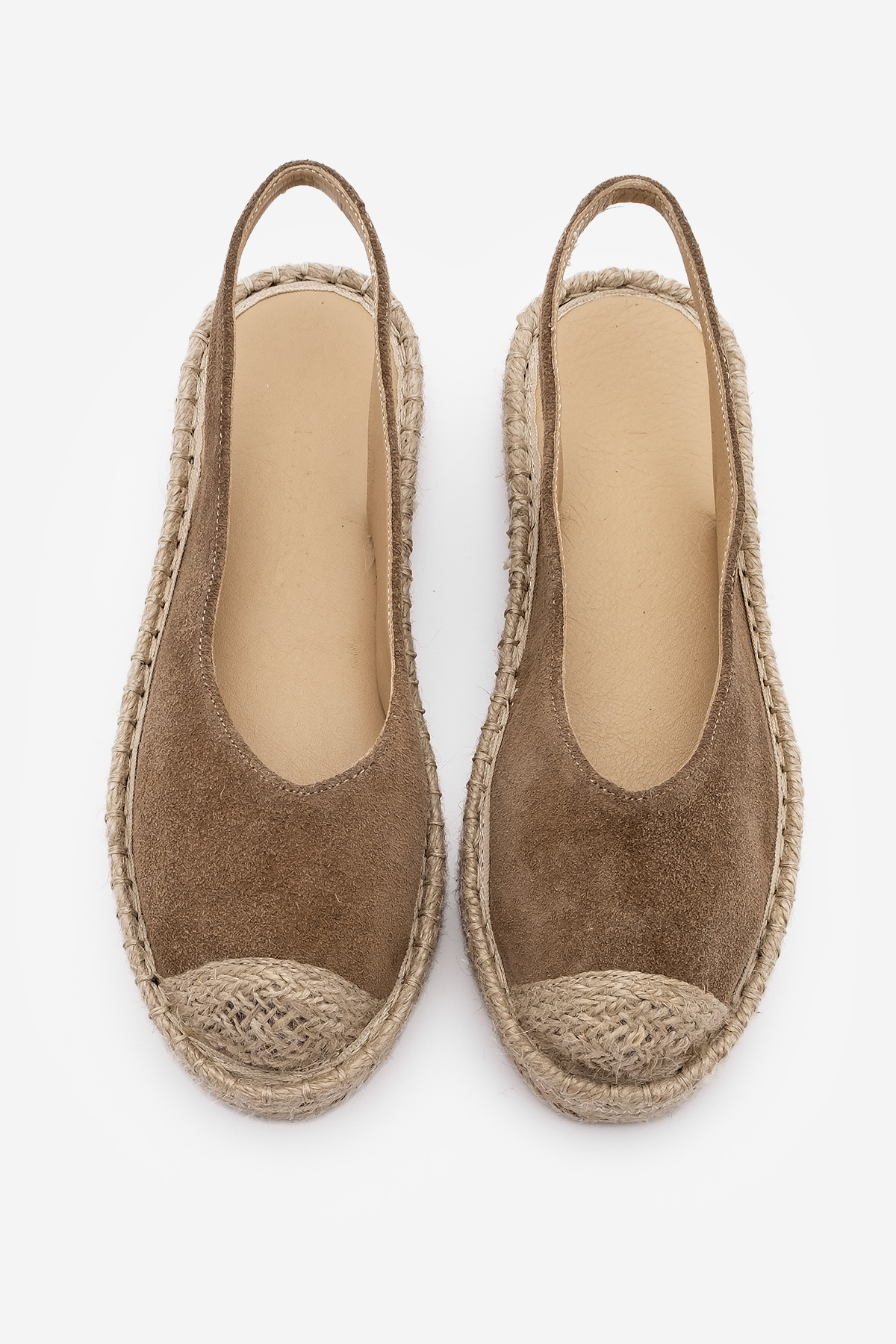 Marjin-Kamelfarbene Wildleder-Damensandalen – echtes Leder, offener Rücken, Jute-Espadrille 6