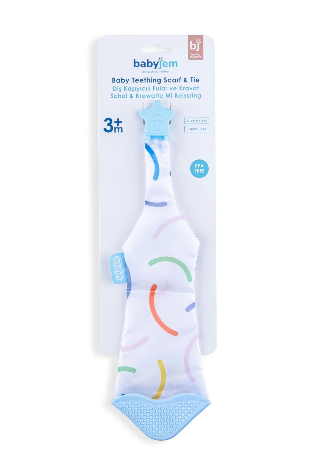 Babyjem-Teether Scarf & Tie - Smiling Face - White - Rustling & Comforting Soft Silicone Bpa Free 5