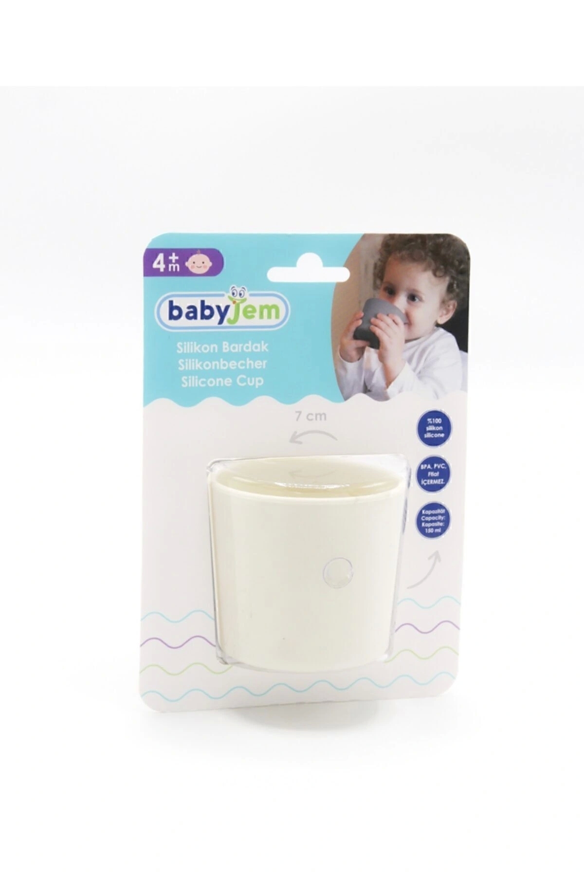 Babyjem Silikon Bardak + Silikon Mama Kaşığı Ekru Silikon Bebek Beslenme Seti fotoğrafı 5 (önizleme)