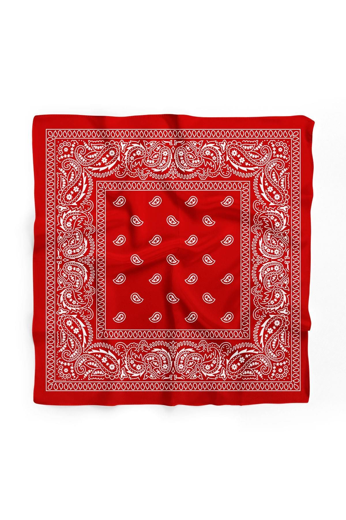 Modabutik-RED SHALLED BANDANA DG12185 2