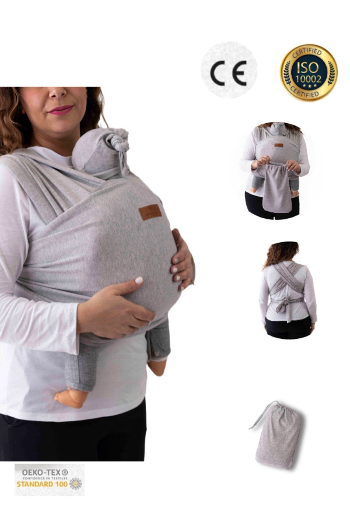 Boroosh Baby Esnek Bebek Sling/kese Ve Bere Hediyeli Bebek Taşıma Şalı(MELANJ)/güvenli Çocuk Ürünü Sertifikalı fotoğrafı 4 (önizleme)