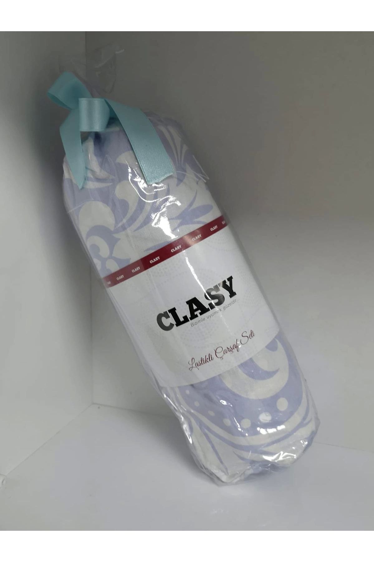 Clasy-Blue Patterned Ranforce Elastic Single Sheet Set 2