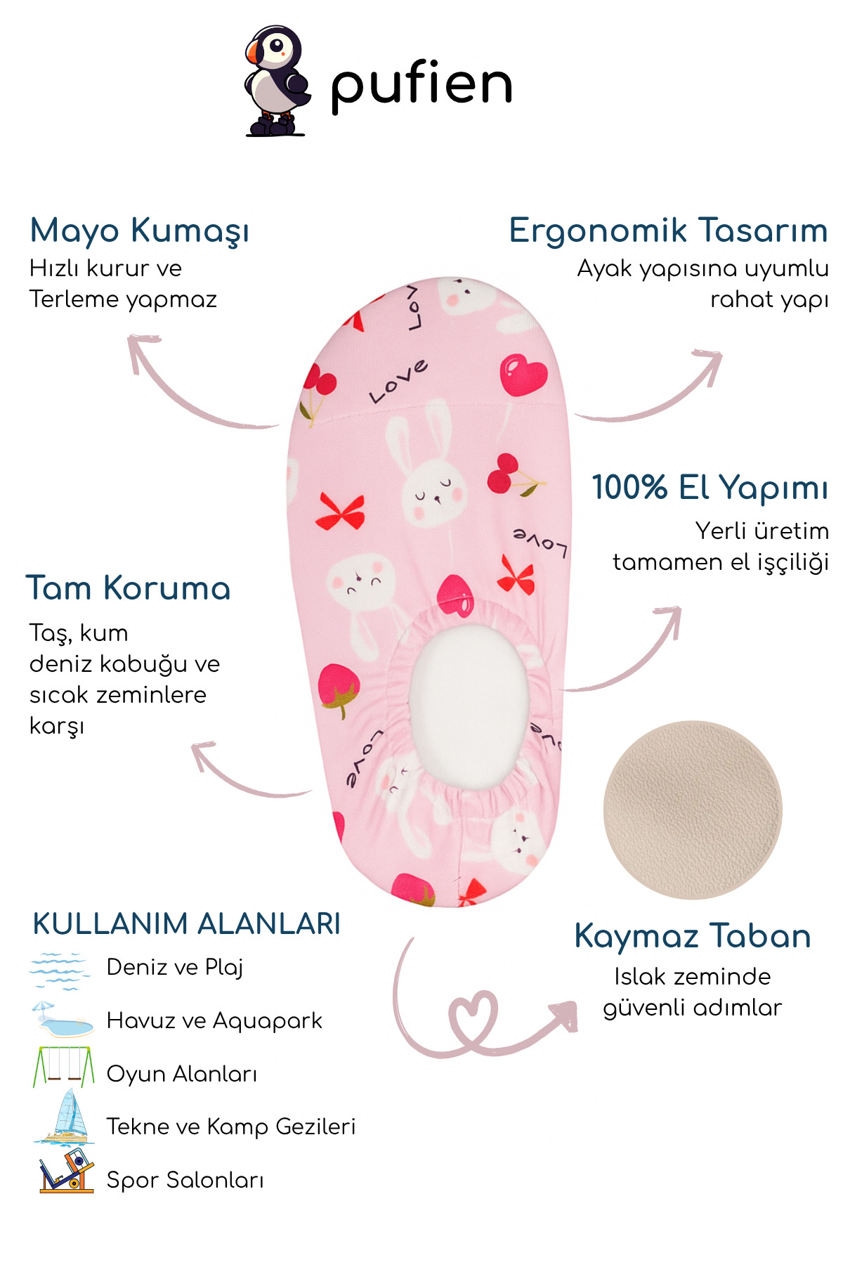 pufien Kaydırmaz Taban Çocuk Deniz Ayakkabısı Bebek Havuz Patiği Nefes Alabilen Mayo Kumaşı fotoğrafı 2 (önizleme)