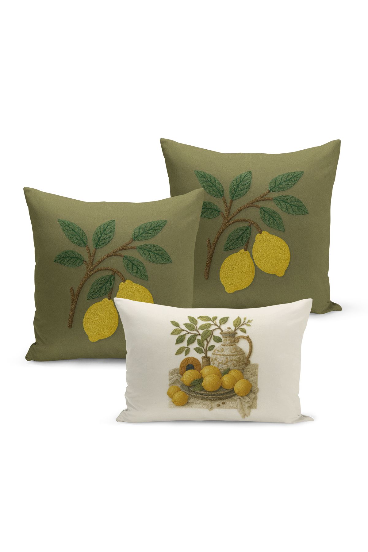 Bertille Home-Set de 3 huse de pernă cu imprimare digitală pe două părți (aspect de broderie cu model de puncție) 2