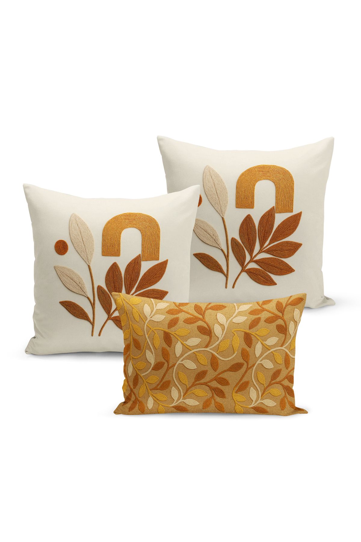 Bertille Home-Set de 3 huse de pernă cu imprimare digitală pe două părți (aspect de broderie cu model de puncție) 2