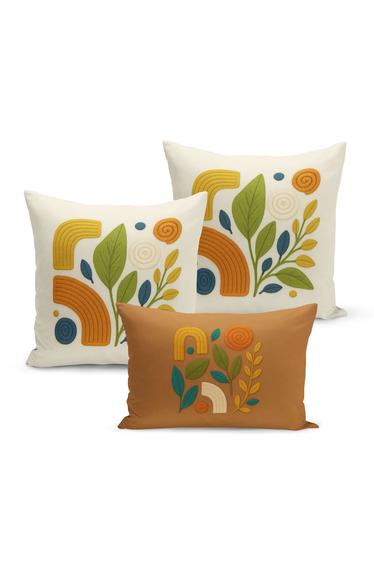Bertille Home-Set de 3 huse de pernă cu imprimare digitală pe două părți (aspect de broderie cu model de puncție) 2