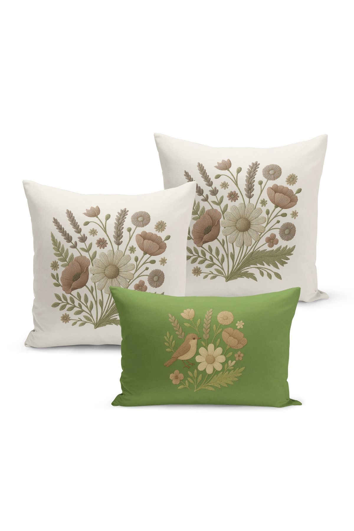 Bertille Home-Set de 3 huse de pernă cu imprimare digitală pe două părți (aspect de broderie cu model de puncție) 2