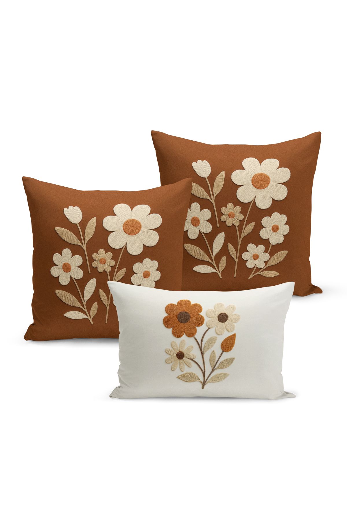 Bertille Home-Set de 3 huse de pernă cu imprimare digitală pe două părți (aspect de broderie cu model de puncție) 2
