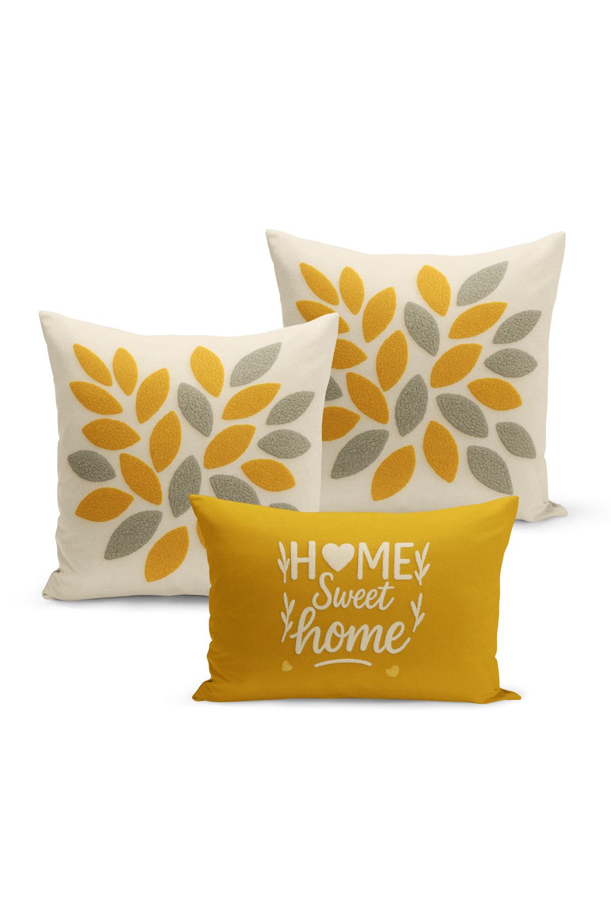 Bertille Home-Set de 3 huse de pernă cu imprimare digitală pe două părți (aspect de broderie cu model de puncție) 2