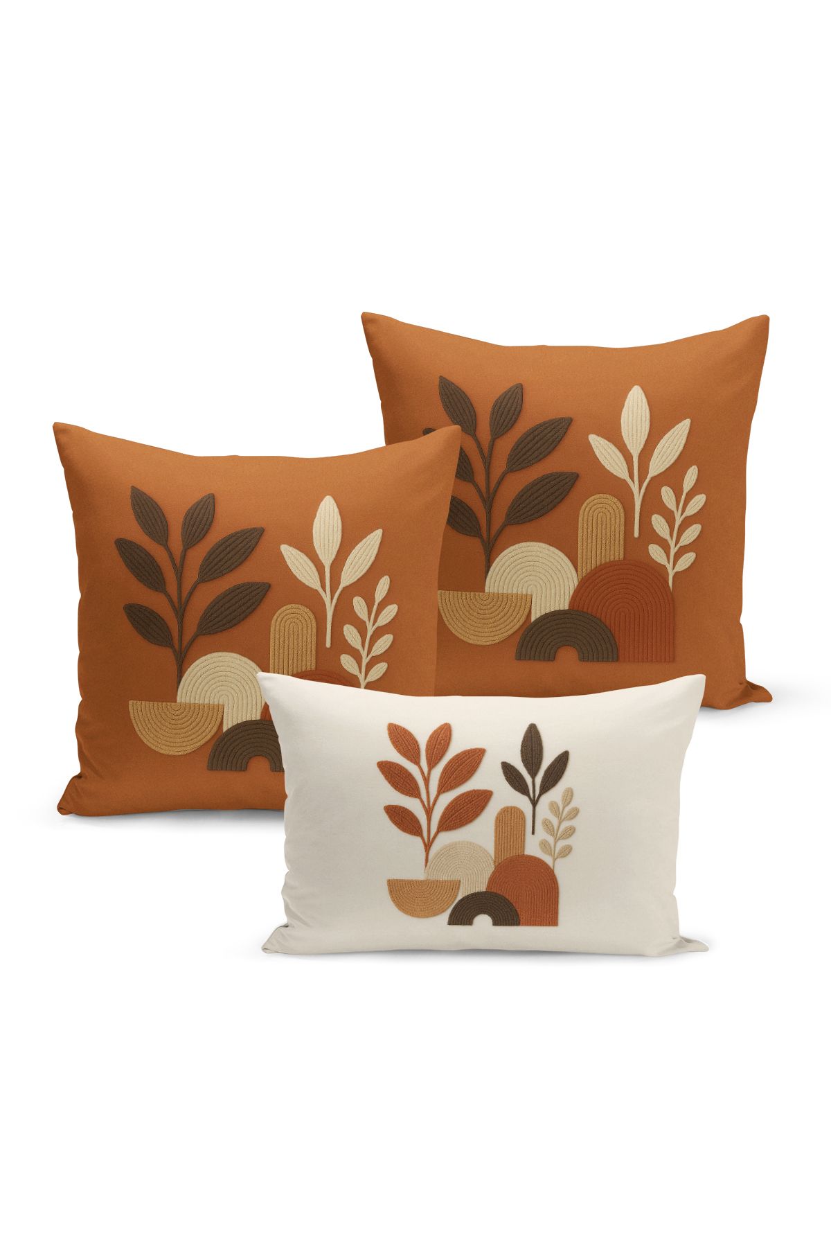 Bertille Home-Set de 3 huse de pernă cu imprimare digitală pe două părți (aspect de broderie cu model de puncție) 2