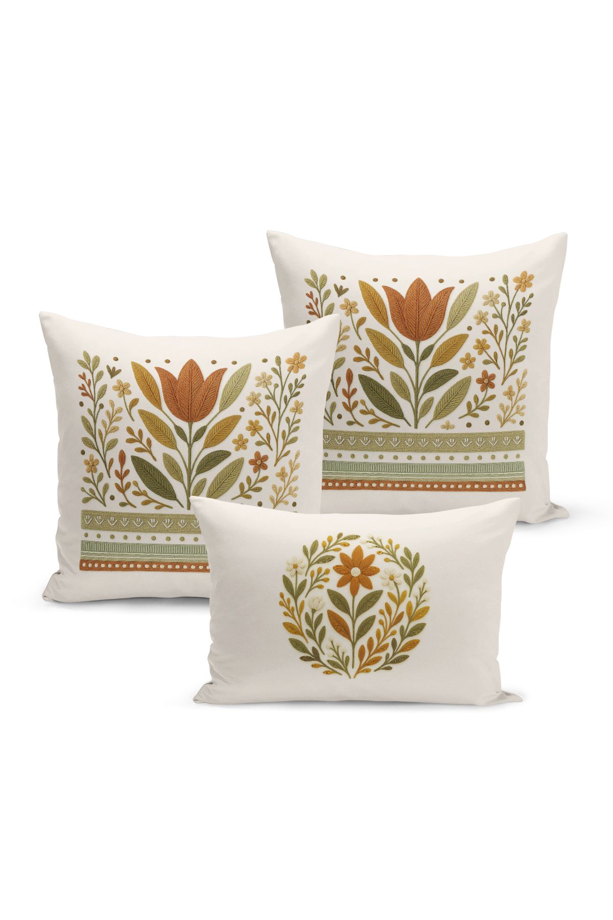Bertille Home-Set de 3 huse de pernă cu imprimare digitală pe două părți (aspect de broderie cu model de puncție) 2