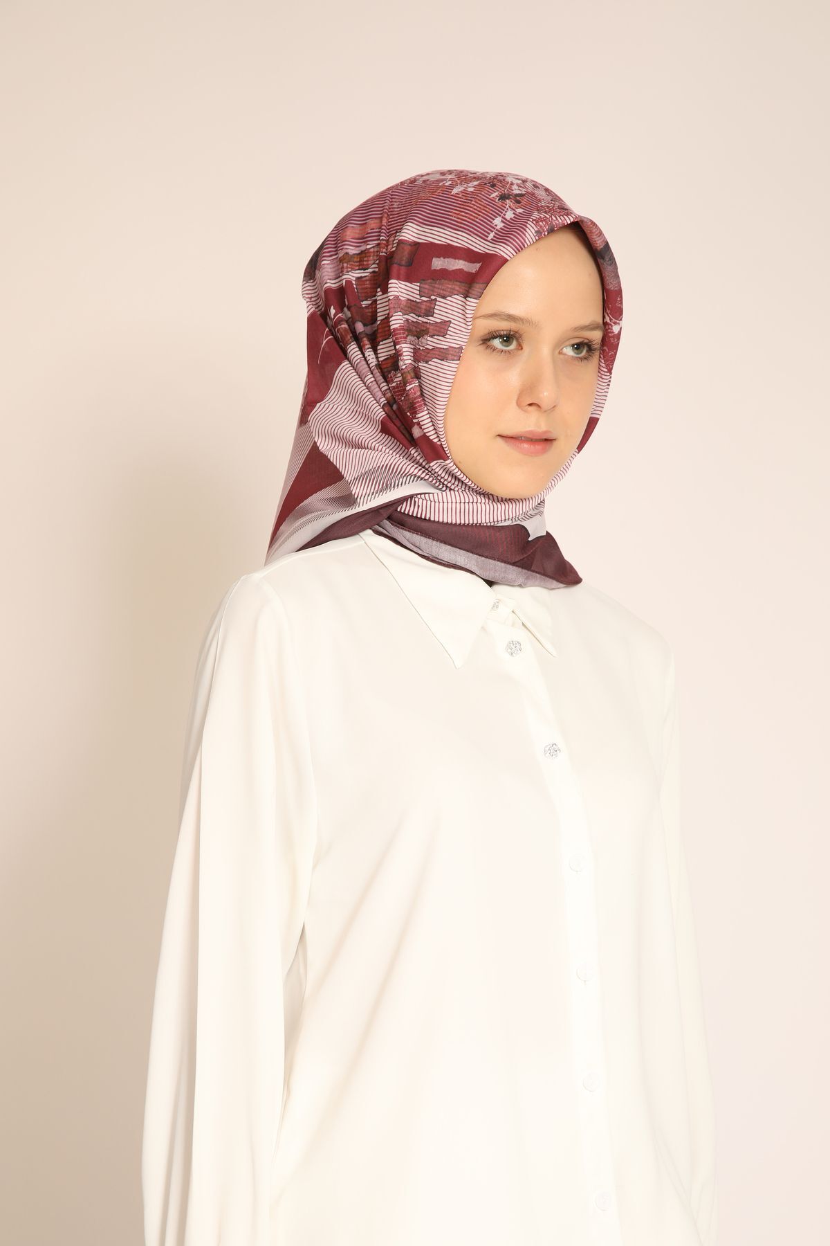 BERCHEM SCARF-Abstract Pattern Women's Soft Scarf – Spring Summer Matching Modern Pattern Soft Scarf 4