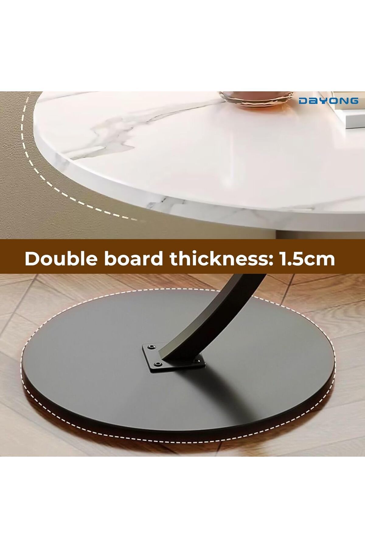 Türkiye-Side Table, C-shaped Coffee Table, Sofa End Table, Space-Saving Nightstand Bedside Table for 7