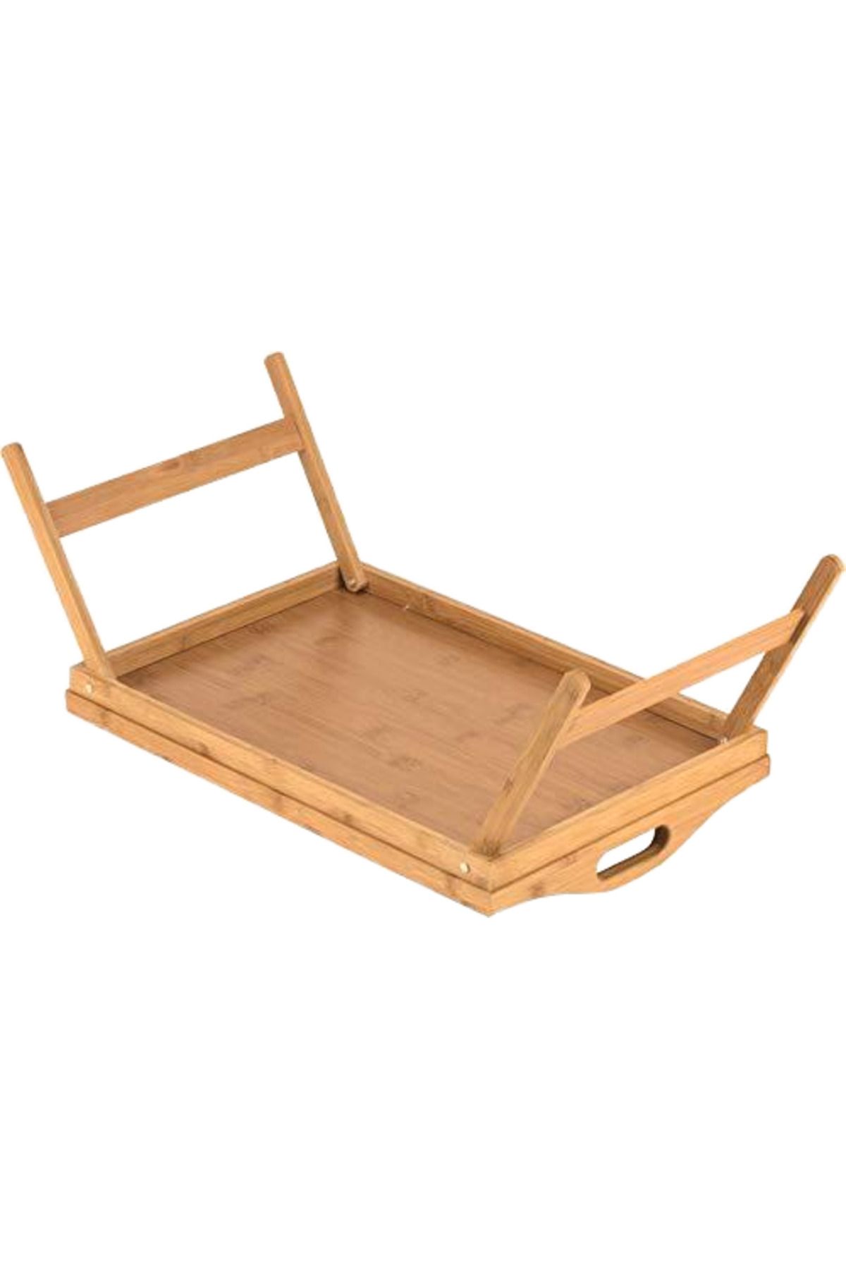 Türkiye-Portable Foldable Bamboo Breakfast Tray with Handles Snacking & Working Tray Table for Sofa Bed Stor 7